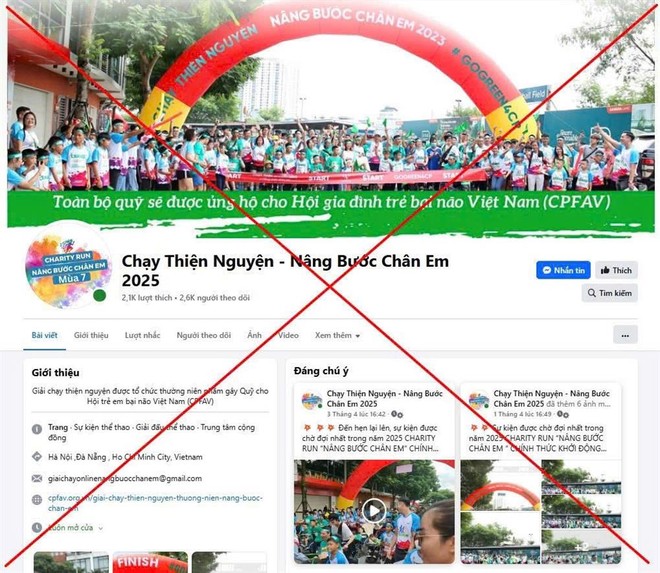 Cảnh báo giả mạo giải chạy thiện nguyện