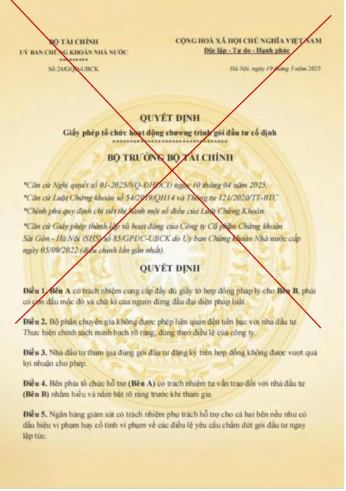 Giả mạo Bộ Tài chính cấp