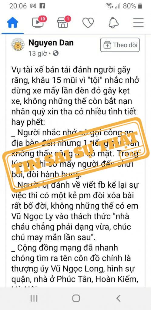 Hình ảnh đưa tin sai sự thật của Facebook Nguyen Dan