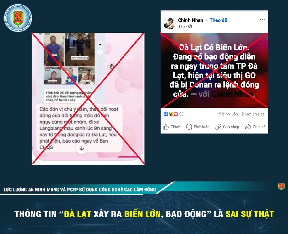 'Đà Lạt xảy ra biến lớn, bạo động' là thông tin sai sự thật