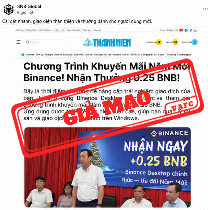 Cảnh báo hành vi giả mạo, cắt ghép hình ảnh để quảng cáo lừa đảo tiền ảo, phát tán thông tin sai sự thật và lừa đảo