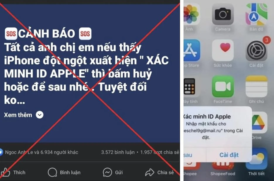 Cảnh báo 'Xác minh ID Apple' để chiếm tài khoản là tin giả